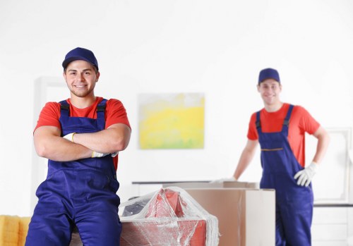 Packed boxes and furniture prepared for storage in Charlton