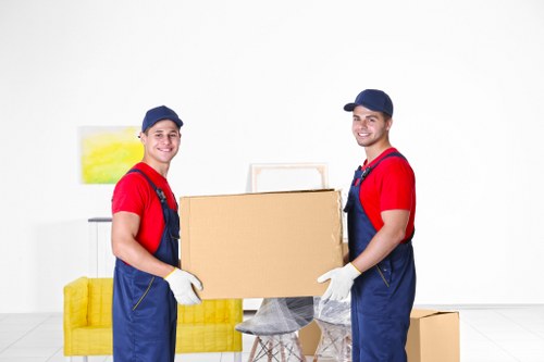 Packed moving boxes ready for removal services in Charlton