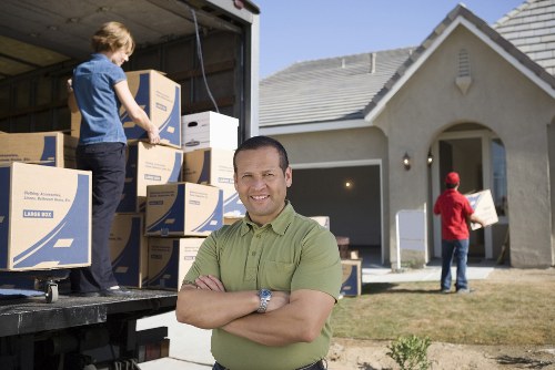 Professional moving truck service with loading equipment
