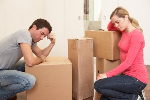 Packed moving boxes and furniture ready for Charlton removals