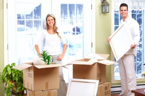 Office relocation team packing desks and equipment for Charlton move